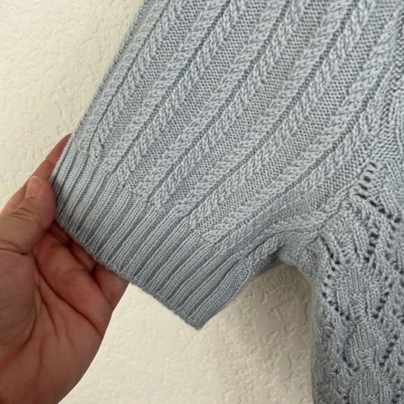 Miu Miu Cashmere Knit Baby Blue Contrast Sweater - Picture 4 of 7